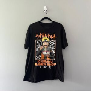 Naruto Shippuden Black Graphic T-shirt Ramen Anime Classic Size Large